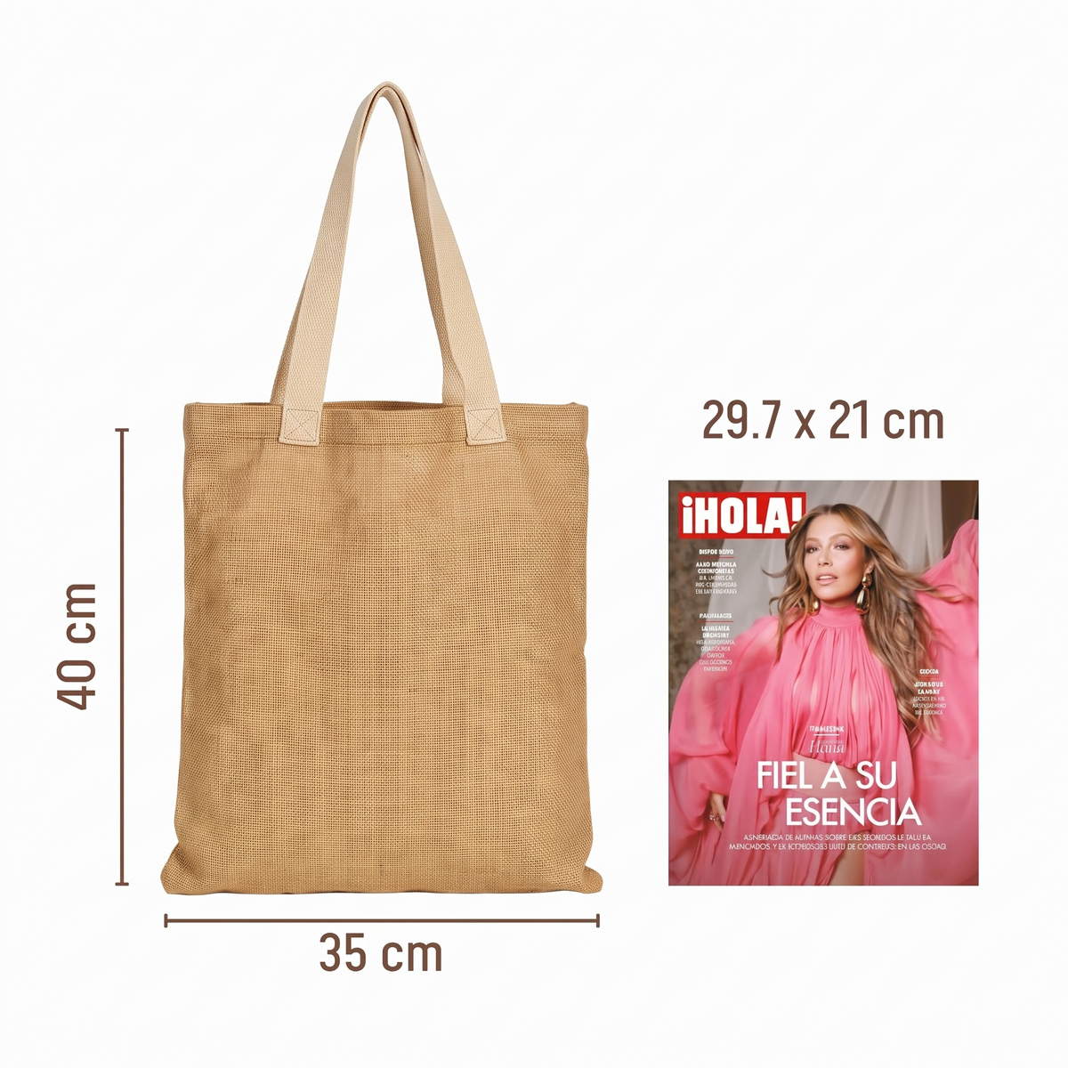 Bolsa Tote Grande de Yute con Fuelle 40 × 35 cm – Ceiba Tierra