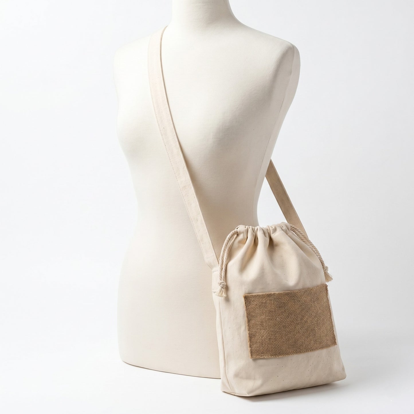 Bolso Bandolera con Cordón — Lona y Yute