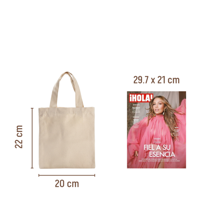 Mini Bolsa Tote de Lona Cruda 100% Algodón con Fuelle 22 × 20 cm – Musgo Raíz