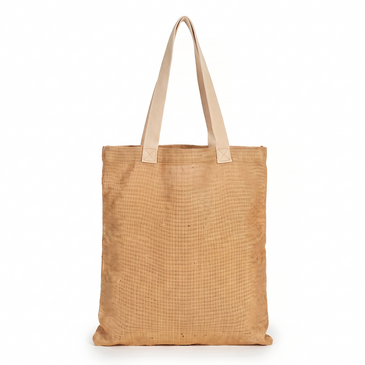 Bolsa Tote Mediana de Yute con Fuelle 33 × 26 cm – Palma Tierra
