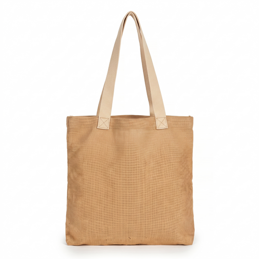 Bolsa Tote Cuadrada de Yute con Fuelle 35 × 35 cm – Guadua Tierra