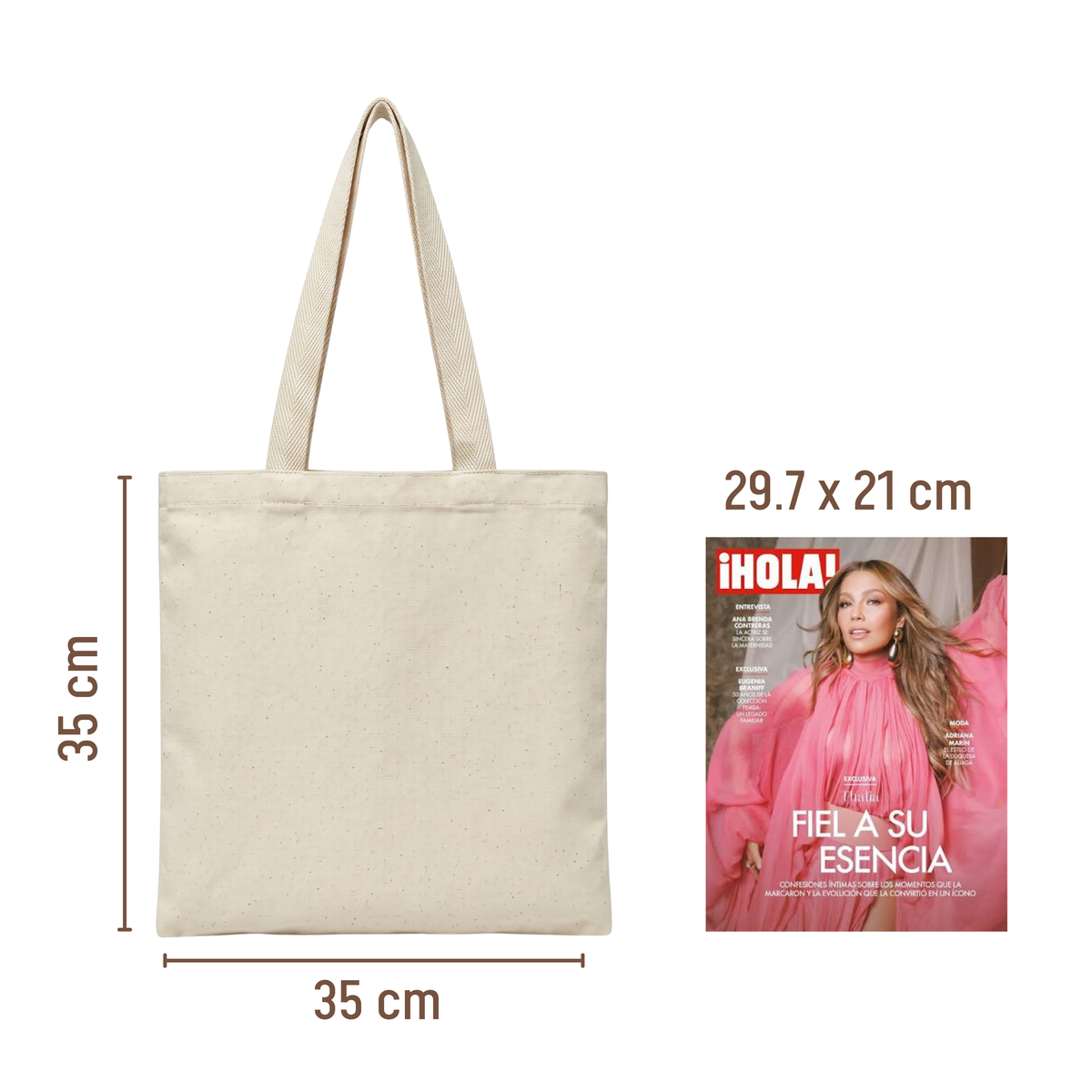 Bolsa tote de Lona Cruda 100% Algodón con Fuelle 35 × 35 cm – Guadua Raíz