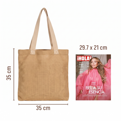 Bolsa Tote Cuadrada de Yute con Fuelle 35 × 35 cm – Guadua Tierra