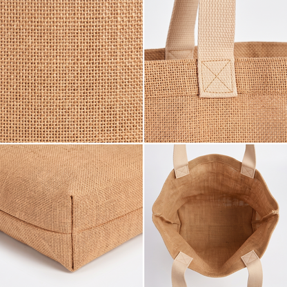 Bolsa Tote Cuadrada de Yute con Fuelle 35 × 35 cm – Guadua Tierra