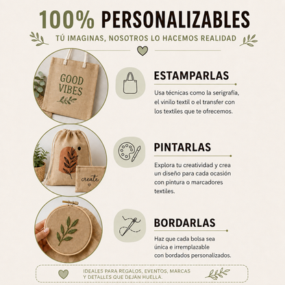 Pack x10 - Bolsa Tote Básica de Yute | Precio por Mayor