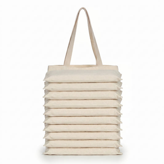 Pack x10 - Bolsa Tote Básica de Lona | Precio por Mayor