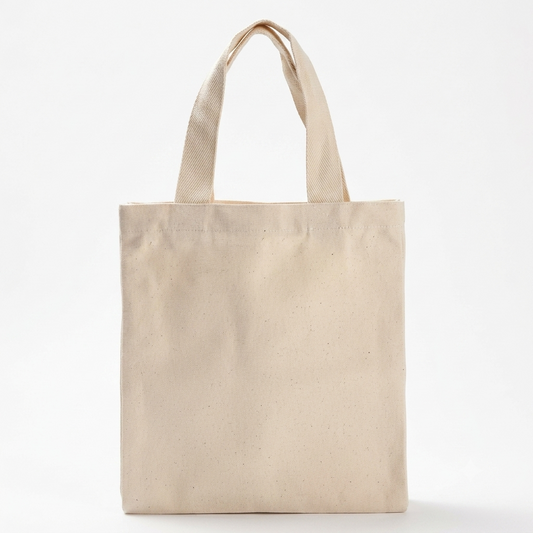 Mini Bolsa Tote de Lona Cruda 100% Algodón con Fuelle 28 × 22 cm – Helecho Raíz