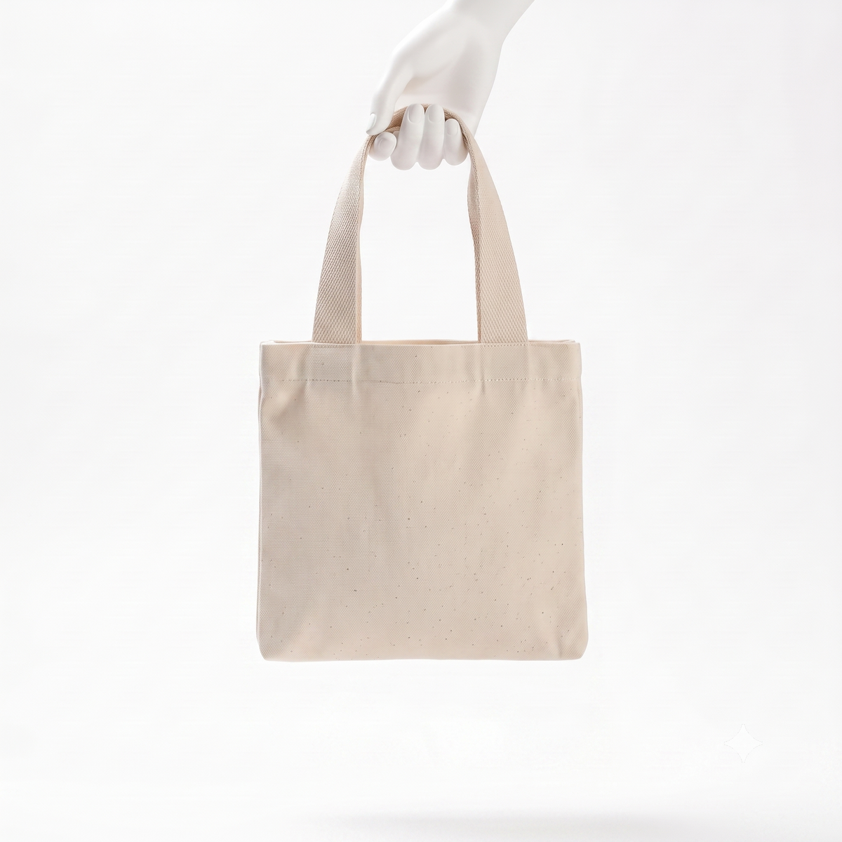 Mini Bolsa Tote de Lona Cruda 100% Algodón con Fuelle 22 × 20 cm – Musgo Raíz