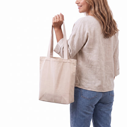 Bolsa Tote de Lona Cruda 100% Algodón con Fuelle 33 × 26 cm – Palma Raíz